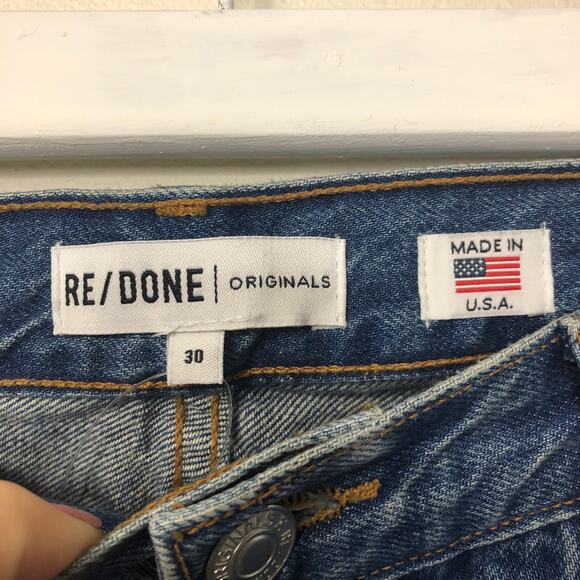 RE/DONE High Rise Straight Leg Loose Fit Button Fly 90's Jeans Vintage Indigo 30 - Picture 3 of 13